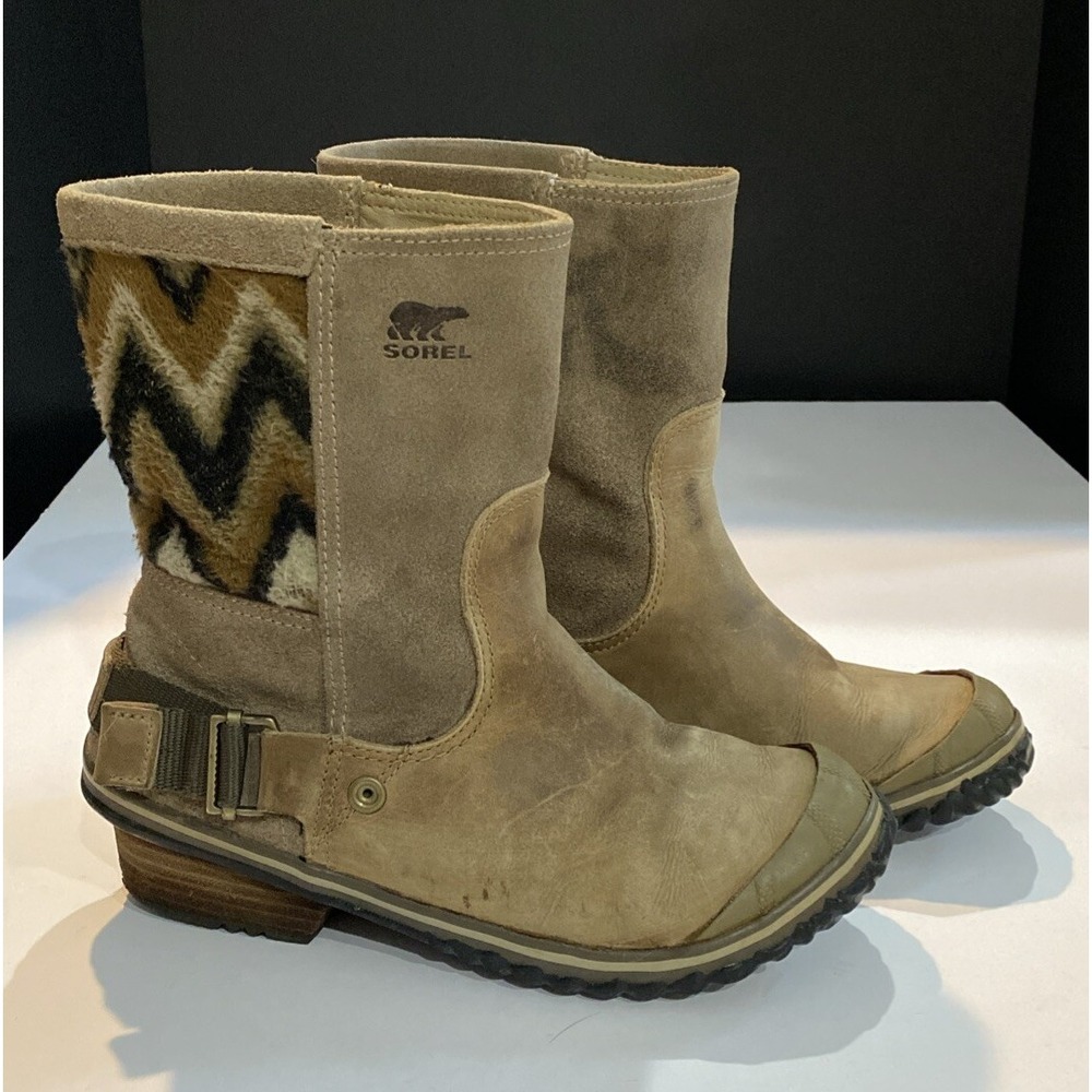 Sorel Brown Slim Shortie Boot Women Sz 7 Tobacco Indian Blanket Waterproof